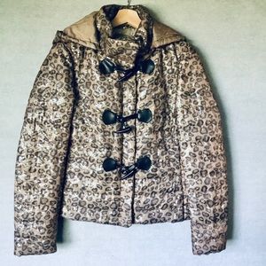 Toy G Italian Leopard Print Sequined Puffer Coat, size 8